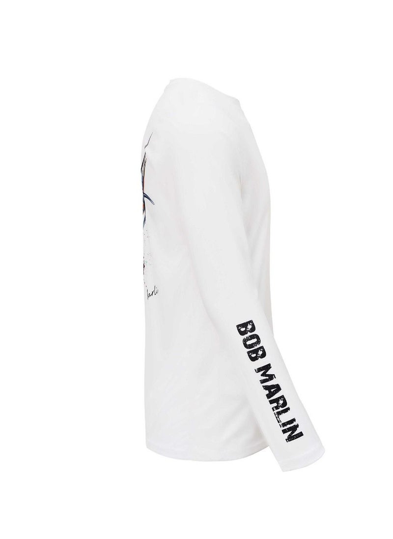 BOB MARLIN - Marlin Upf50 Long Sleeve Youth Performance Shirt Sail Rebel White - Image 1