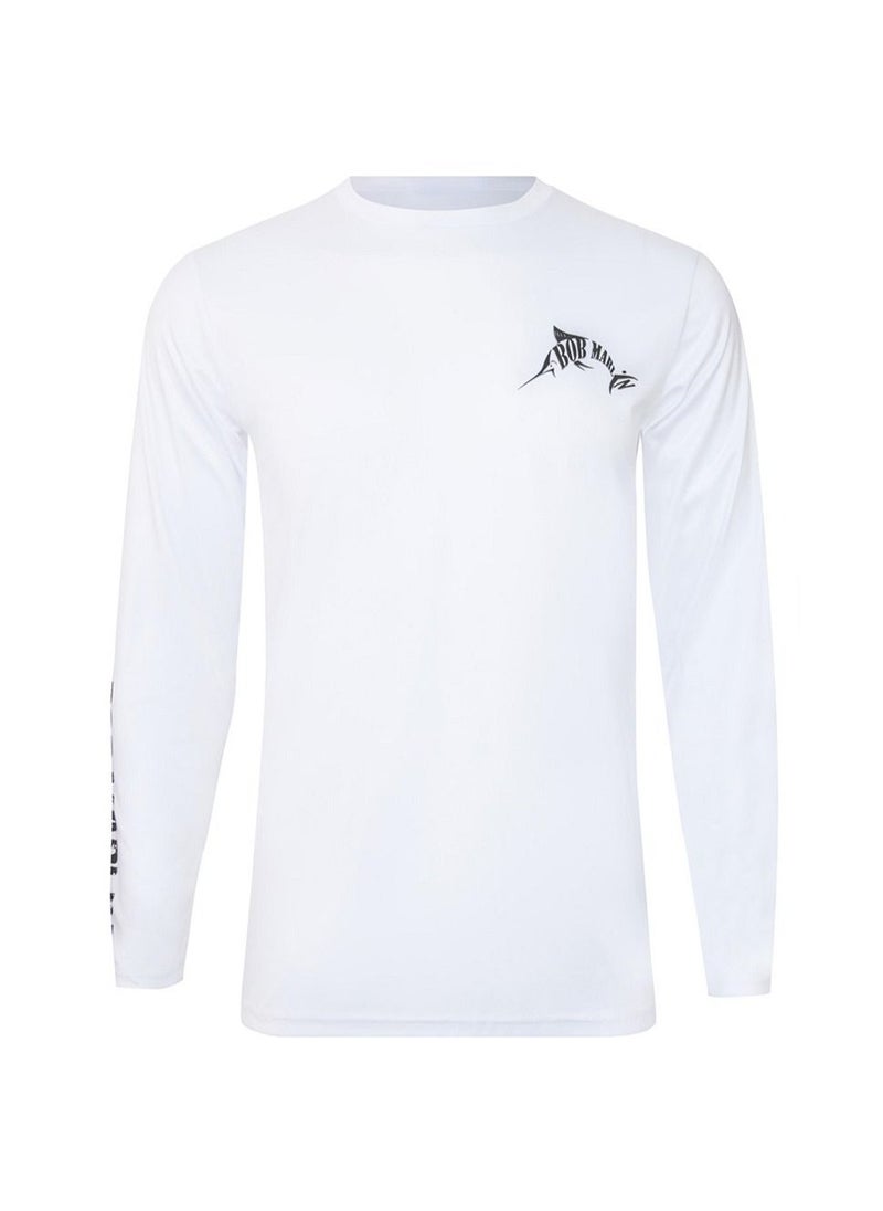 BOB MARLIN - Marlin Upf50 Long Sleeve Youth Performance Shirt Sail Rebel White - Image 1