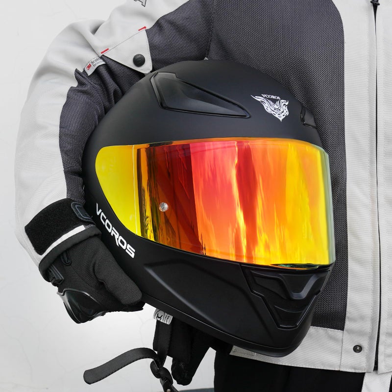 VCOROS Full Face Motorcycle Helmet for Unisex-Adults DOT Approved WS-609 Motorbike Street Bike Racing Helmets with Visorï¼ˆMatte Black-R,Lï¼‰ - Image 3