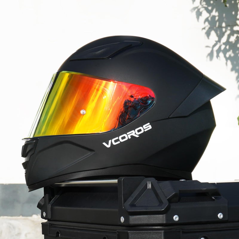 VCOROS Full Face Motorcycle Helmet for Unisex-Adults DOT Approved WS-609 Motorbike Street Bike Racing Helmets with Visorï¼ˆMatte Black-R,Lï¼‰ - Image 5