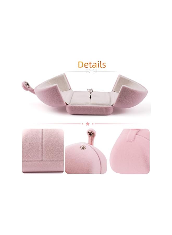 The Bros Pink Velvet Ring Box, Cute Rings Storage Box Small Gift Box  - Image 4