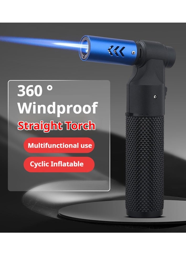 JiFENG Torch Butane Lighter Windproof Butane Refillable Gas Torch Lighter for Candle,Fireplaces, Camping,Kitchen(Blue,Butane Not Included)  - Image 2