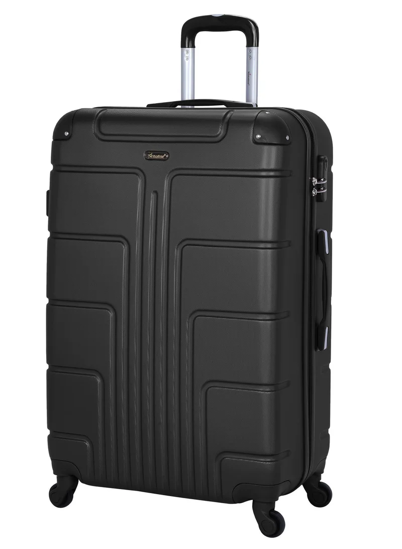 SENATOR Hard Case Travel Bag Extra Large Checked Luggage Trolley ABS Lightweight Suitcase with 4 Spinner Wheels A1012, Black