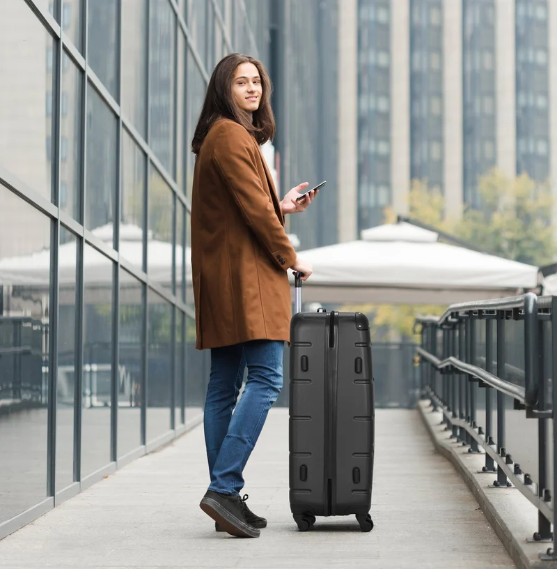 SENATOR Hard Case Travel Bag Extra Large Checked Luggage Trolley ABS Lightweight Suitcase with 4 Spinner Wheels A1012, Black