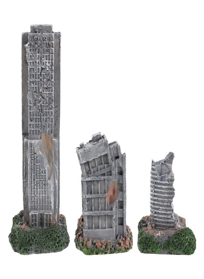 SHOWERORO 3pcs Aquarium Ruins Decorations - Fish Tank Resin Castle Hideouts for Fish Shrimp - Antique Model City Buildings for Underwater Landscaping Decors - Image 1