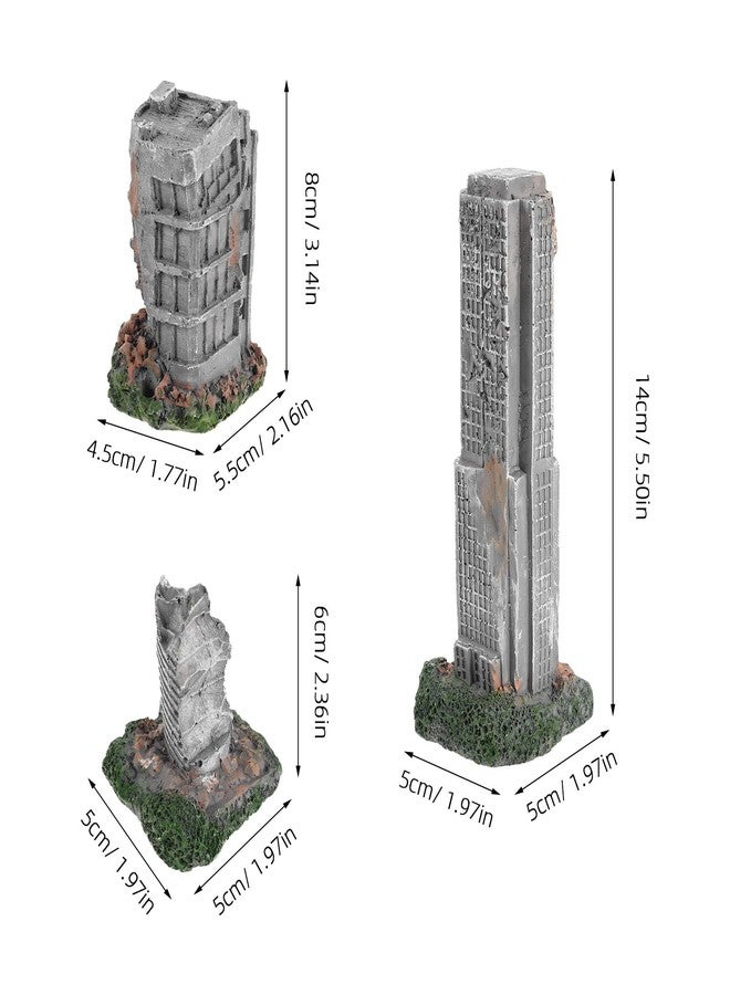 SHOWERORO 3pcs Aquarium Ruins Decorations - Fish Tank Resin Castle Hideouts for Fish Shrimp - Antique Model City Buildings for Underwater Landscaping Decors - Image 2