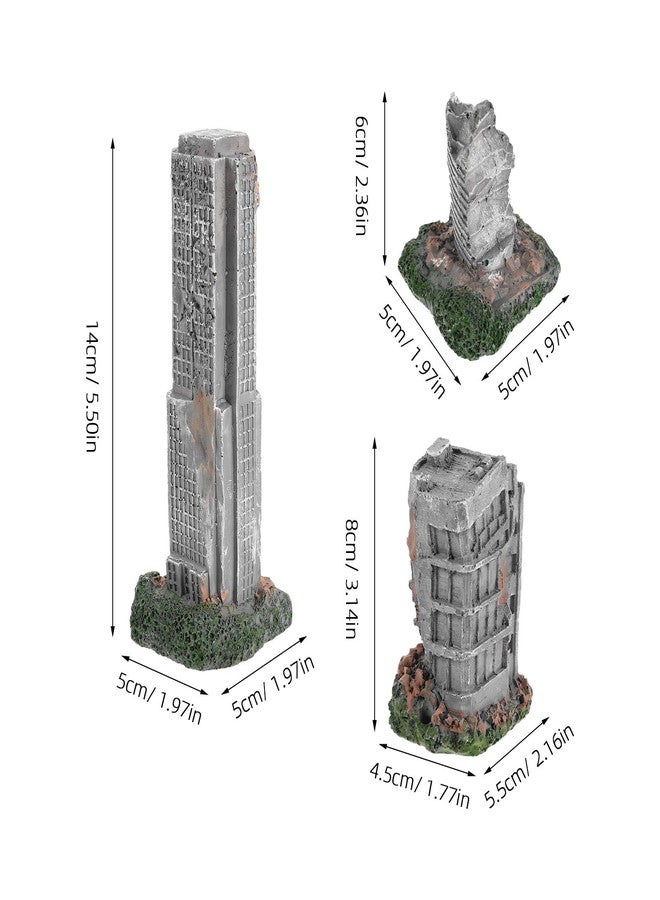 SHOWERORO 3pcs Aquarium Ruins Decorations - Fish Tank Resin Castle Hideouts for Fish Shrimp - Antique Model City Buildings for Underwater Landscaping Decors - Image 5