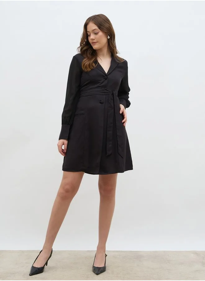 Styli Styli Women Black Solid Notch Lapel Blazer Mini Dress