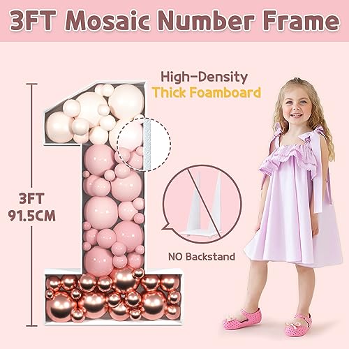 imprsv 3FT Mosaic Numbers for Balloons, Marquee Number, Mosaic Number Frame, Number 1 Balloon for First Birthday Decor, 1st Birthday Decorations, First Anniversary Decoration, Large Numbers for Party - Image 4