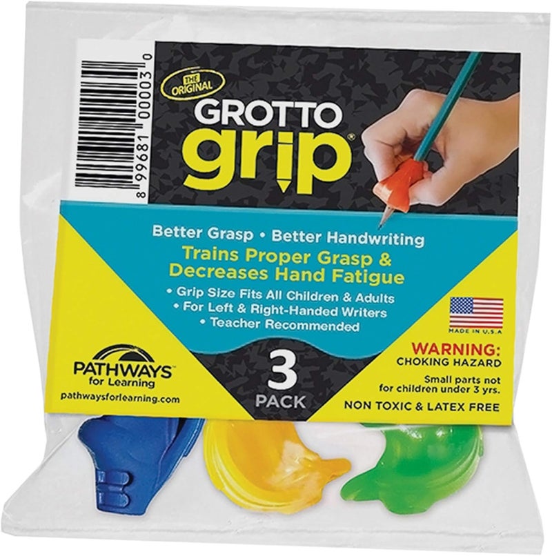 School Specialty Grotto Grip Pencil Accessory - Ergonomic Writing Aid (Pack of 3)