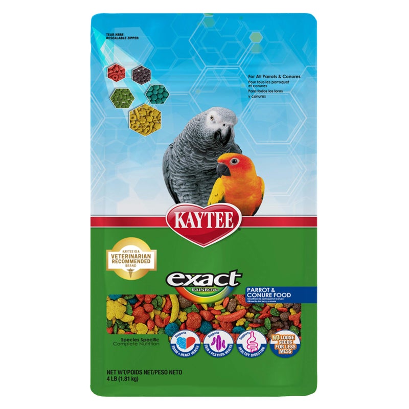 Kaytee Exact Rainbow Pet Parrot & Conure Food, 4 Pound - Image 1
