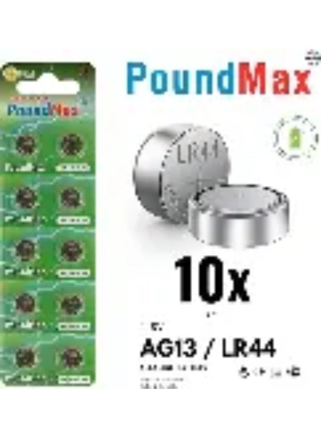 PoundMax 10 x AG13 LR44 1.5 V Alkaline Button Cell Battery by - Image 4