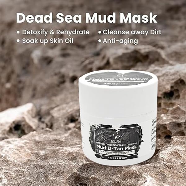 SNEIRA Mud DTan Mask100gPack of 2 Ultimate Detox Charcoal  Dead Sea Minerals for Clearer Skin  Deep Cleansing Brightening and Revitalizing Face Mask - Image 2