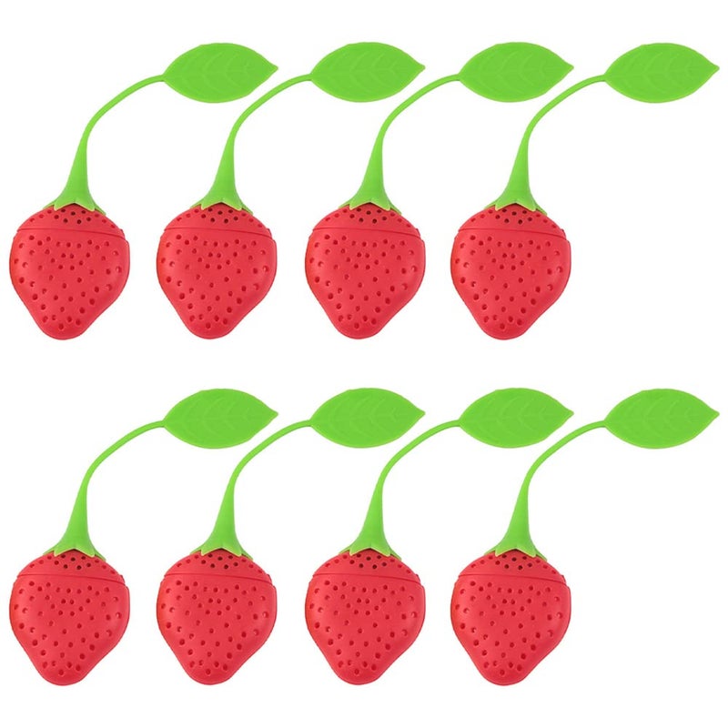 HMIEPRS 8PC Silicone Tea Strainers for Loose Tea Cute Strawberry Shape Tea Infuser Set Tea Ball Strainer Tea Filters for Loosing Leaf Gripping Ice Cube Sugar 8PC Strawberry Shape