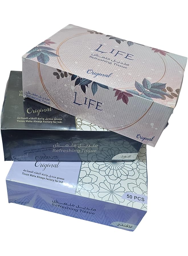 إيروريكس مناديل معطرة لليدين، 50 منديل مغلفة بشكل فردي لحفلات الضيافة وحفلات الزفاف، عود - Image 4