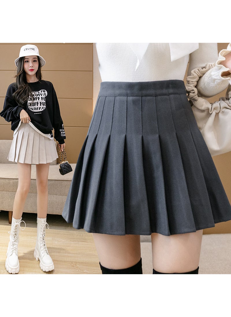 Generic - Autumn Winter Pleated Skirt High Waist Slim A-Line Apricot wool - Image 1