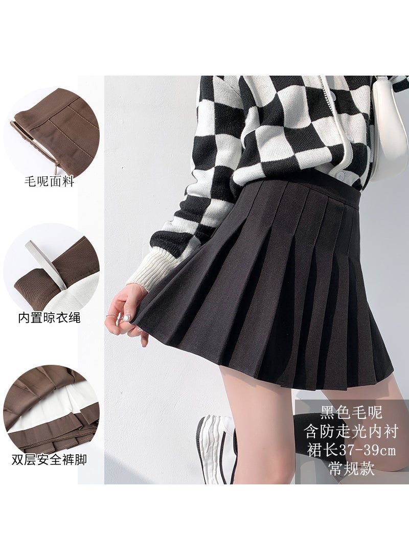 Generic - Autumn Winter Pleated Skirt High Waist Slim A-Line Apricot wool - Image 1