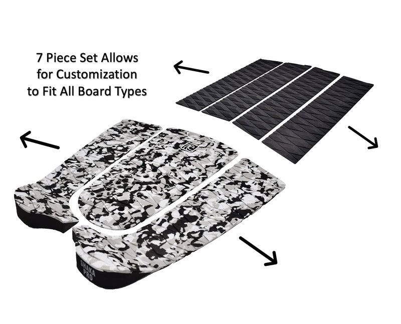 Shaka Pro EVA Surfboard Traction Pads (Front and Back) - 7 Adjustable Pieces with 3M Adhesive - Max Diamond Grip with Kicker and Arch Bar - Fits All Board Sizes - Image 2