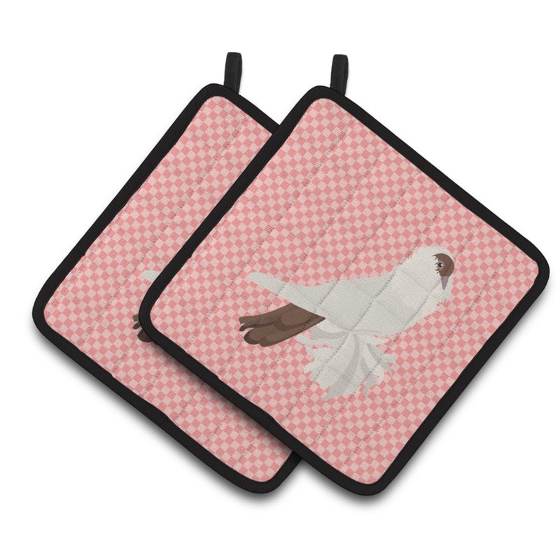 Caroline's Treasures ""Caroline's Treasures German Helmet Pigeon Pink Check Decorated Pot Holder  7.5"""" x 7.5""""""