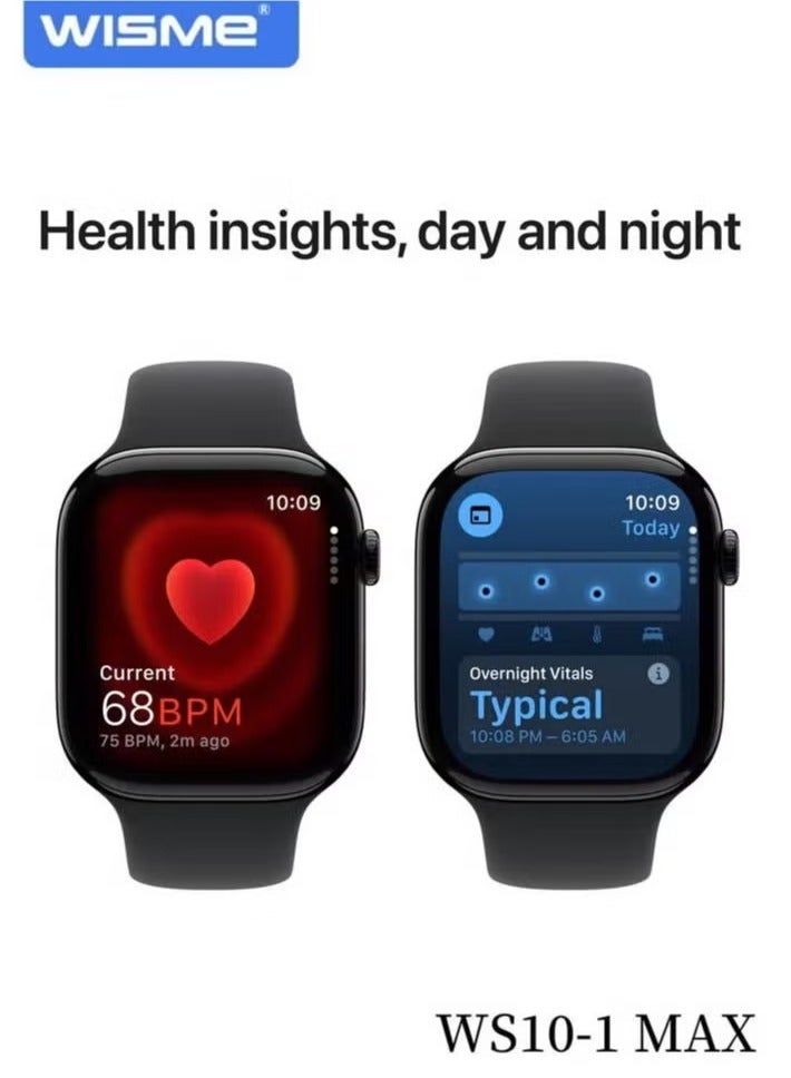 WISME WS10-1 MAX Multi-Functional Smartwatch with 7 Pairs of Straps and Charging Cable – Stylish Smartwatch for Ladies and Gents, Gold - Image 3