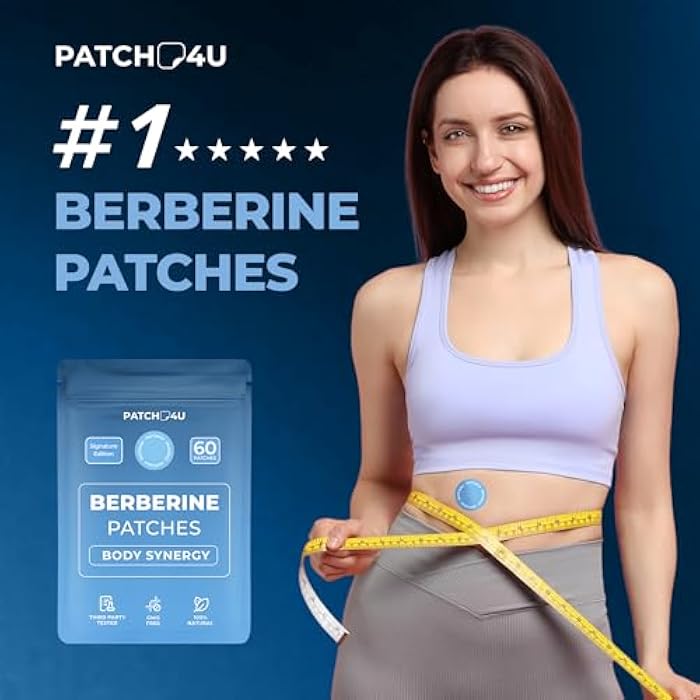 PATCH4U Berberine Patches | Berberine Patch with L-Glutamine, Garcinia Cambogia, Resveratrol for Women & Men | 60 Days Supply - Image 3