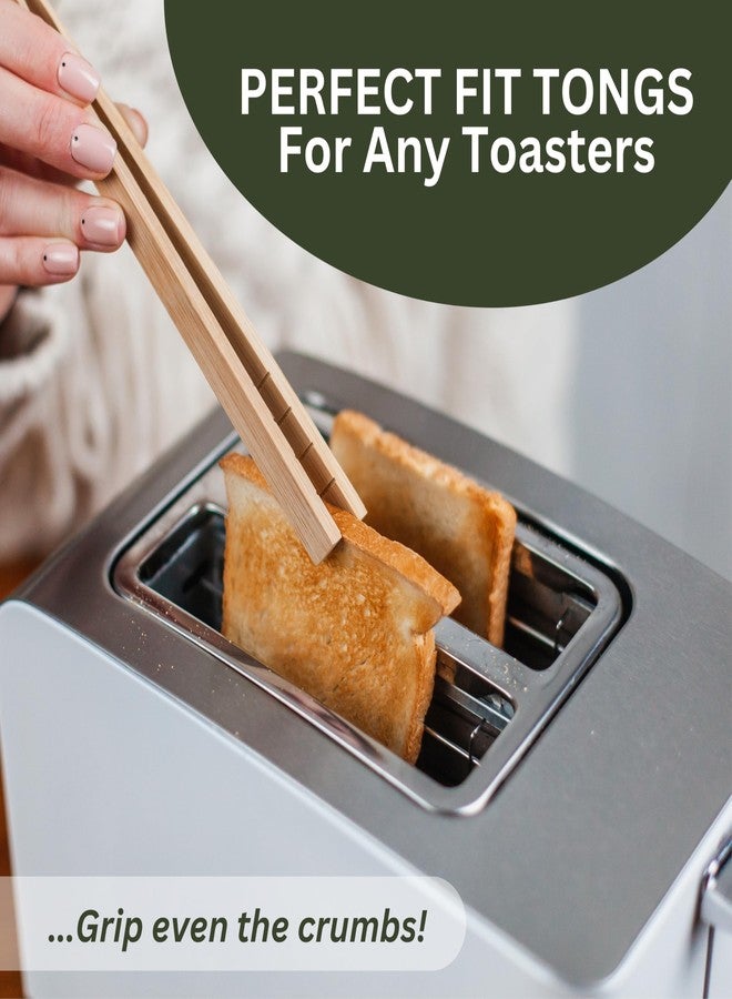 THREE WAY CUT Toaster Tongs With Magnet | Kitchen Utensils For Cooking and Holding Toast Bacon Muffin Bagel Bread | 8 Inch Long Natural Non Toxic Bamboo - Image 4