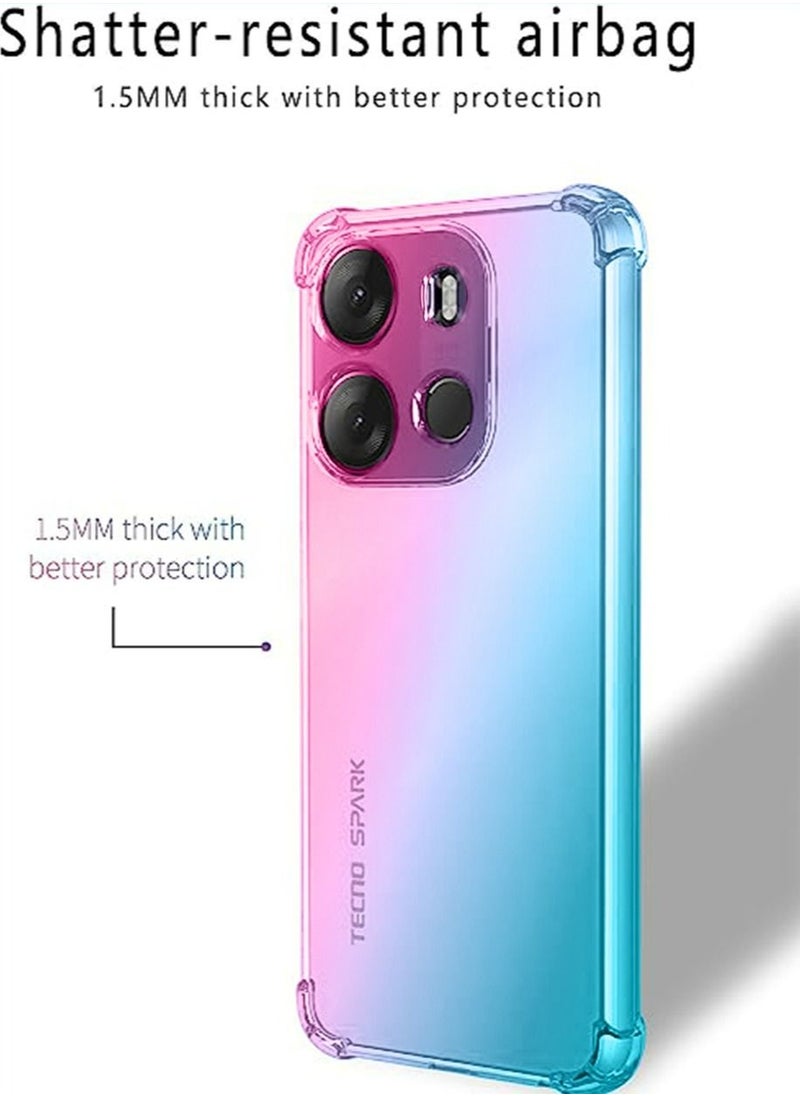 Generic - Tecno Spark Go 2023/Pop 7/Pop 7 Pro Case Slim Shock Absorption Flexible TPU Soft Edge Bumper with Reinforced Corners Multicolor Gradient Protective Back Cover - Image 1