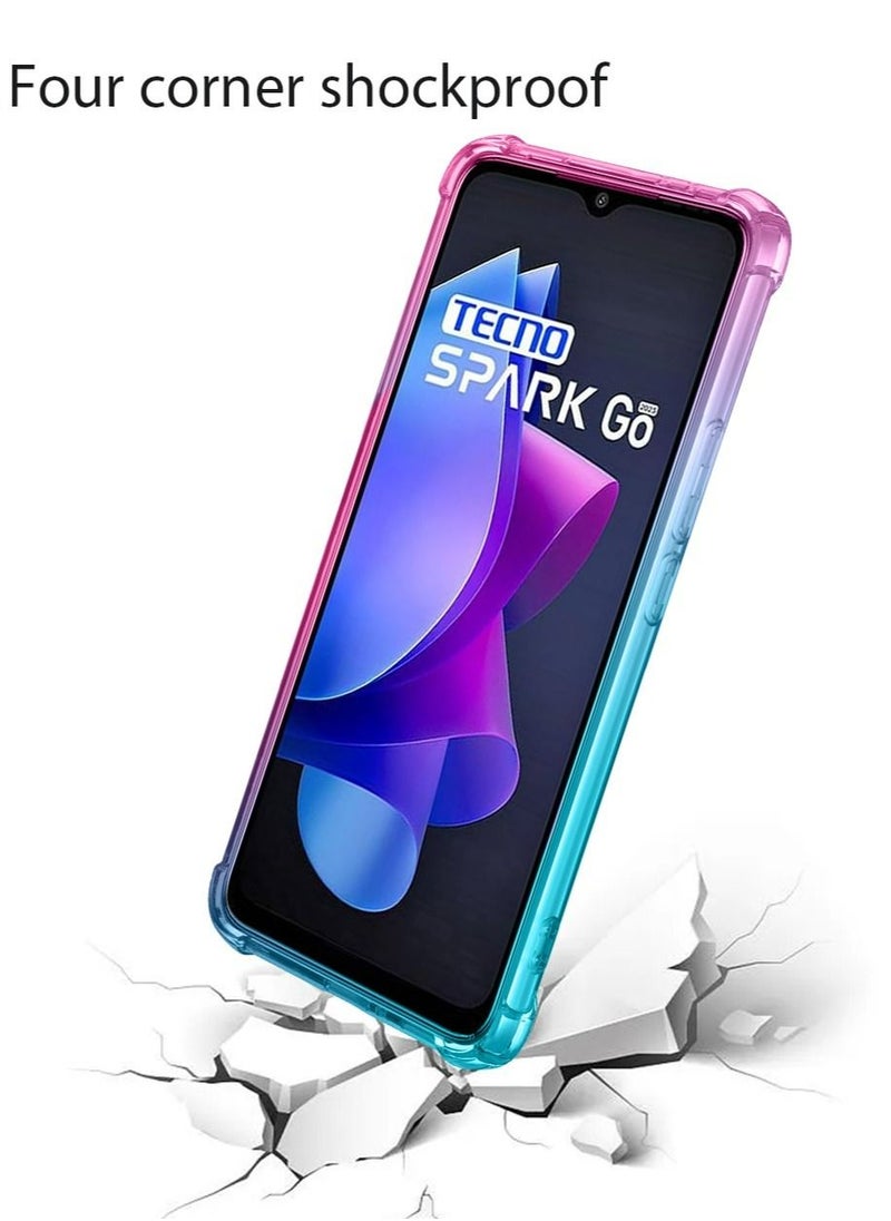 Generic - Tecno Spark Go 2023/Pop 7/Pop 7 Pro Case Slim Shock Absorption Flexible TPU Soft Edge Bumper with Reinforced Corners Multicolor Gradient Protective Back Cover - Image 1