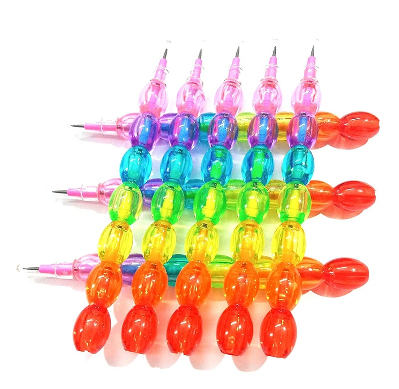 Hookcart Hookcart 8 Pcs Special Smart Multi Colour Stacking Non Sharpening Pencil for Kids And Birthday Return Gift Pack of 2 Packets Multicolour Set of 8 