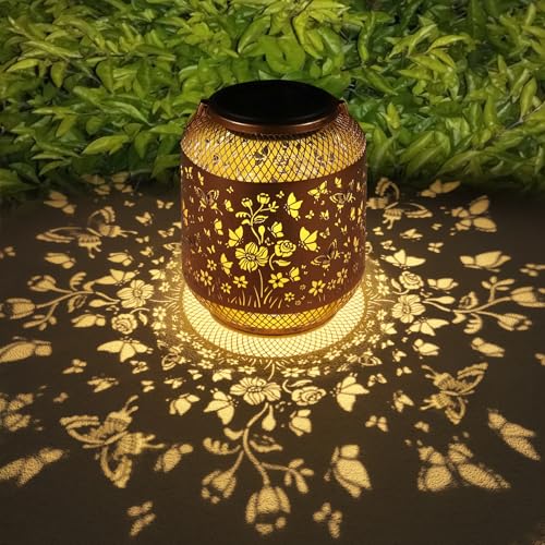 Doogarden Solar Lanterns Outdoor Waterproof Christmas Birthdays Gifts for Women Mom Grandma Butterfly Garden Decor Metal Hanging Solar LED Lights for Patio(Butterfly Swarm) - Image 1