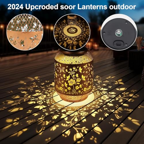 Doogarden Solar Lanterns Outdoor Waterproof Christmas Birthdays Gifts for Women Mom Grandma Butterfly Garden Decor Metal Hanging Solar LED Lights for Patio(Butterfly Swarm) - Image 3