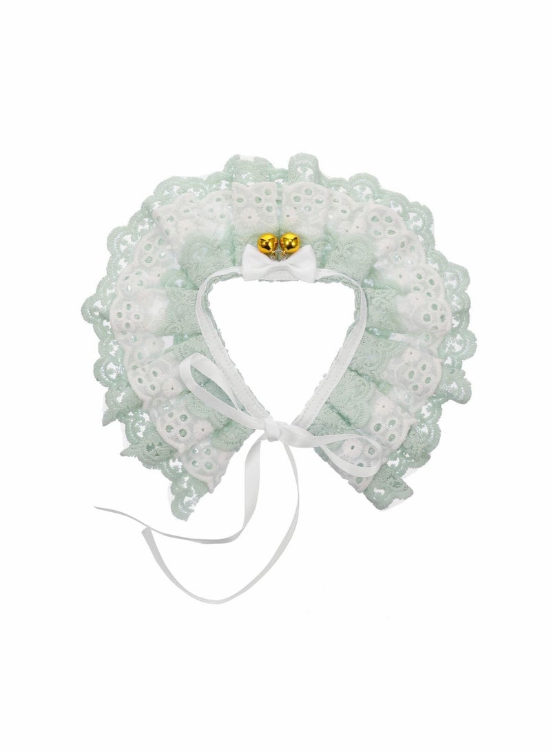واي آند دي Cat Lace Collar Dog Bow Tie Bell Bib For Costume Bandanas Scarf Decoration (Sky-blue) - Image 1