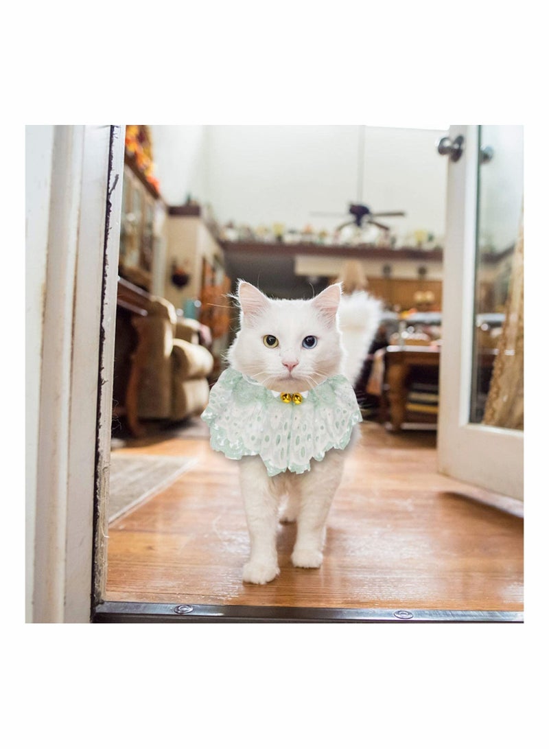 واي آند دي Cat Lace Collar Dog Bow Tie Bell Bib For Costume Bandanas Scarf Decoration (Sky-blue) - Image 4