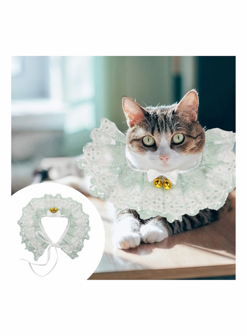 واي آند دي Cat Lace Collar Dog Bow Tie Bell Bib For Costume Bandanas Scarf Decoration (Sky-blue) - Image 5
