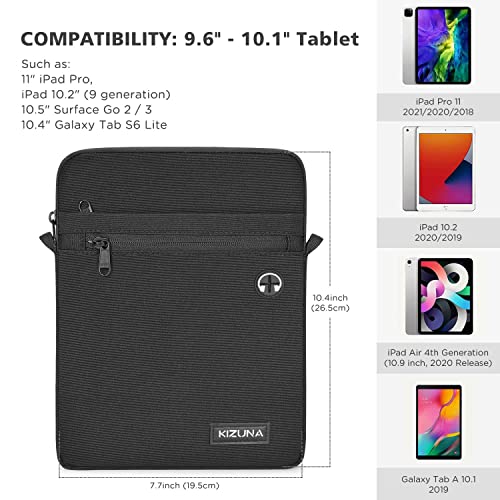 KIZUNA 10 Inch Tablet Sleeve Messenger Laptop Bag - Water Resistant for 9.7-11" iPad Pro/Surface Go 3/10.5" Galaxy Tab A, Black - Image 5