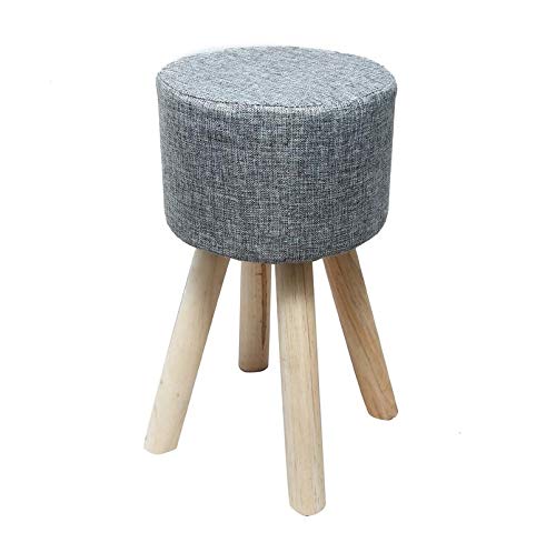 Wembley Stool Pouffe Ottoman Wood Small Step Stools with Removable Washable Cover 20 Inch Grey
