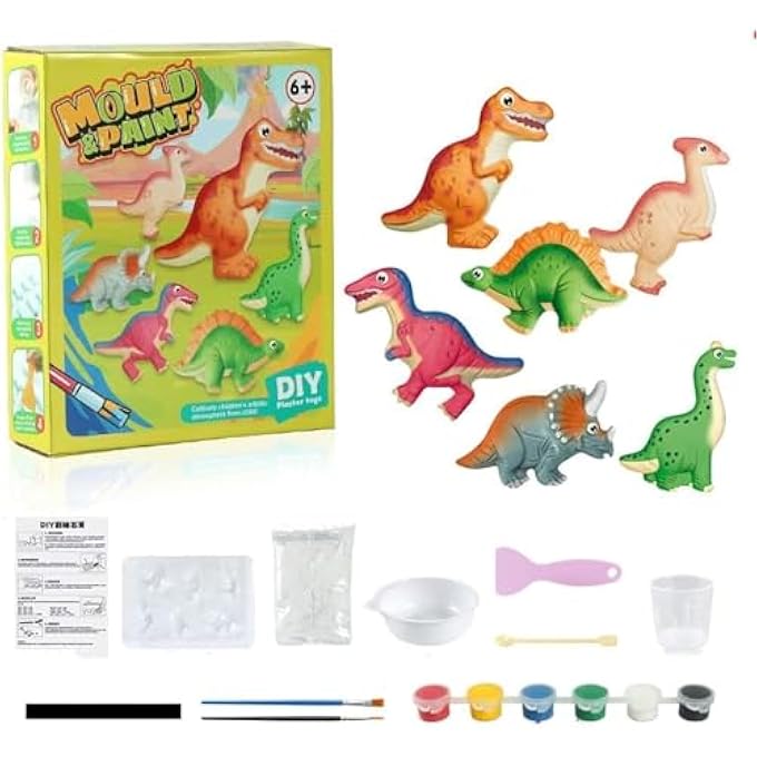 DINOSAUR PAINTING KIT FOR KIDS, DIY DINOSAUR PAINTING KIT WITH 6 PAINTING PLASTER MOLD AND PAINT, EDUCATIONAL ART SET FOR TODDLERS AGES 4-10, FUN CRAFTS FOR PRESCHOOLERS - Image 2