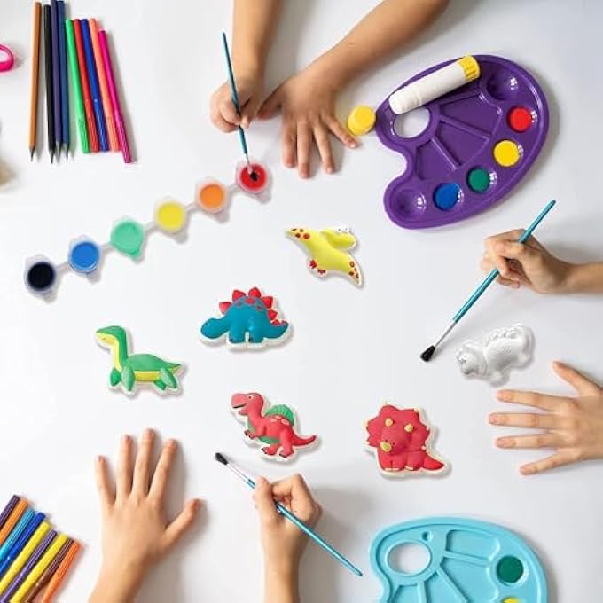 DINOSAUR PAINTING KIT FOR KIDS, DIY DINOSAUR PAINTING KIT WITH 6 PAINTING PLASTER MOLD AND PAINT, EDUCATIONAL ART SET FOR TODDLERS AGES 4-10, FUN CRAFTS FOR PRESCHOOLERS - Image 3