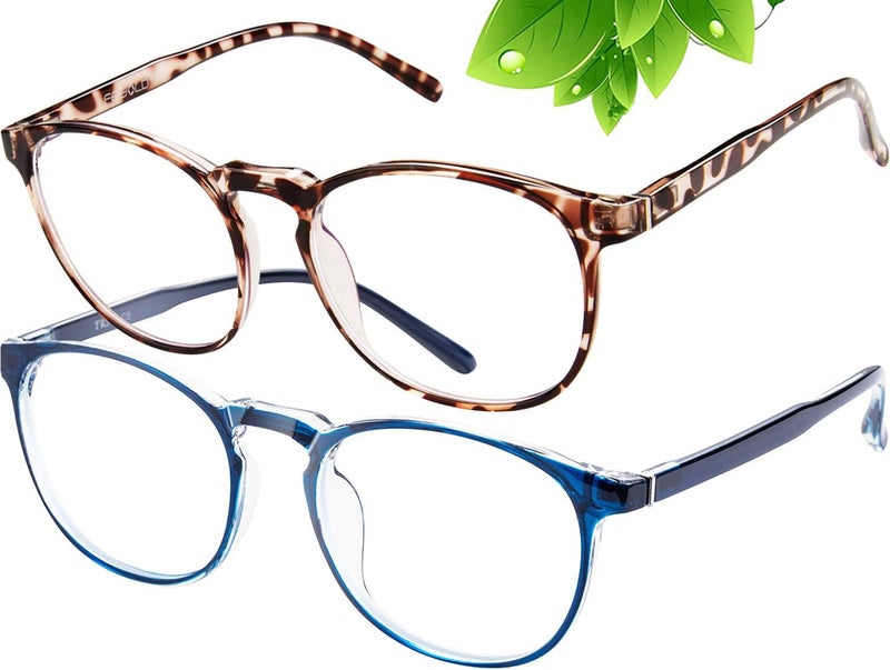 FEIYOLD Wide daily application Blue Light Blocking Glasses Women/Men,Retro Round Anti Eyestrain Computer Gaming Glasses(2Pack) Multi-budget available picks - Image 1