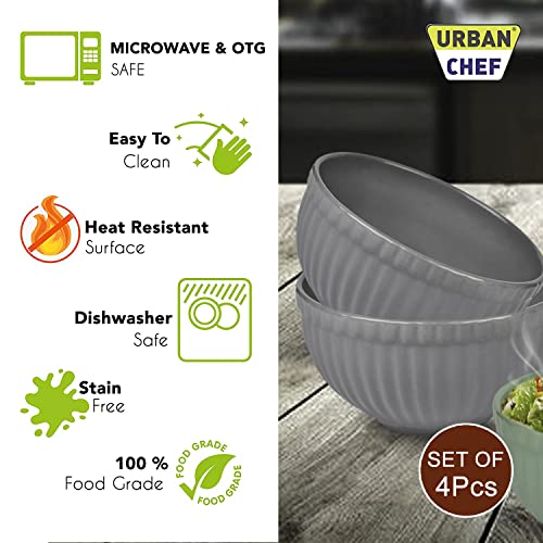 URBAN CHEF Ceramic Bowl | 500 ml | Kitchen Accessories Items for Home, Serving Bowl,Bowl Set for Gift, Microwave Safe Bowl Set, Ice Cream Bowl, Prism Ceramic Handcrafted (Set of 4 - Colour May Vary) - Image 5