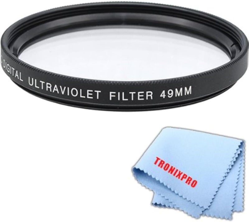 Tronixpro 49mm Pro Series High Resolution Digital Ultraviolet UV Protection Filter + Microfiber Cloth - Image 1