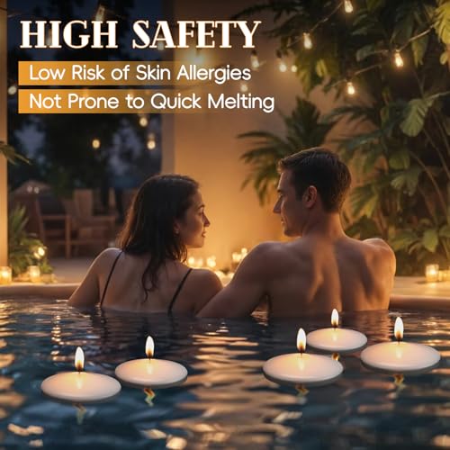 GINITIRI 3 inch White Floating Candles, 48 Pack Unscented Floating Candle,8-9 Hours Burning Floating Candles for Centerpieces, Water Candles for Cylinder Vases, Wedding, Party, Pool - Image 5