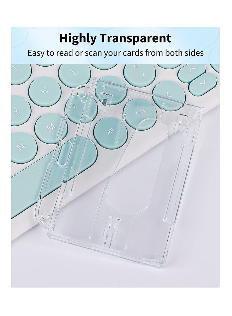 Excefore Card Protector, Horizontal 2-Card Badge Holder with Thumb Slot Hard Transparent PC Case Protector for Office School IDs Credit Cards Driver’s Licenses and Passes  - Image 4