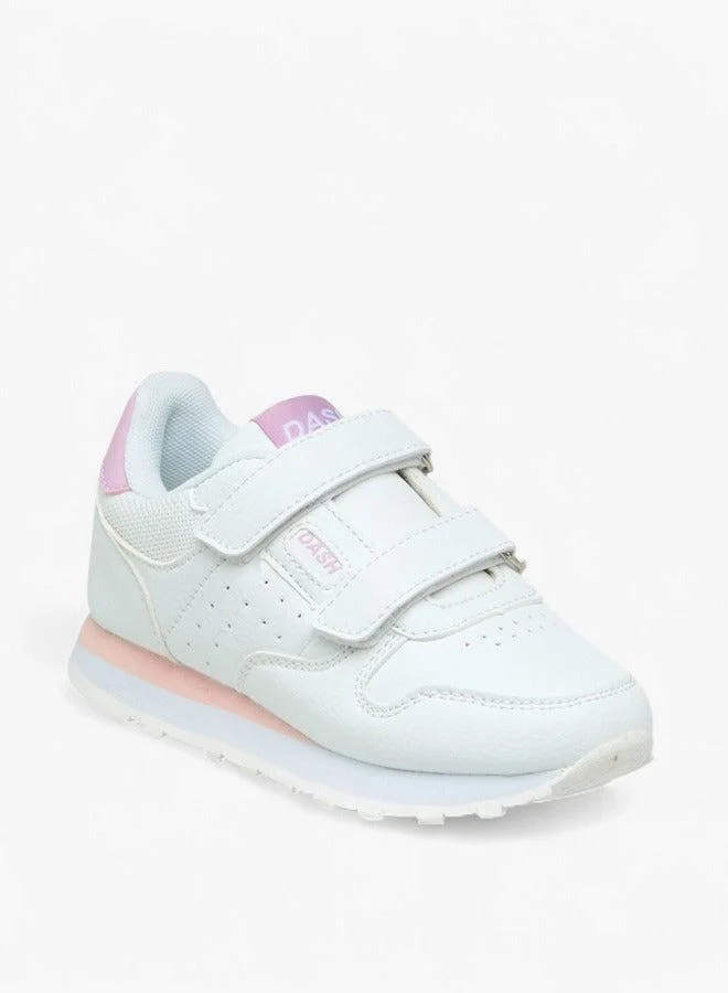 Dash Panelled Sneakers with Hook and Loop Closure