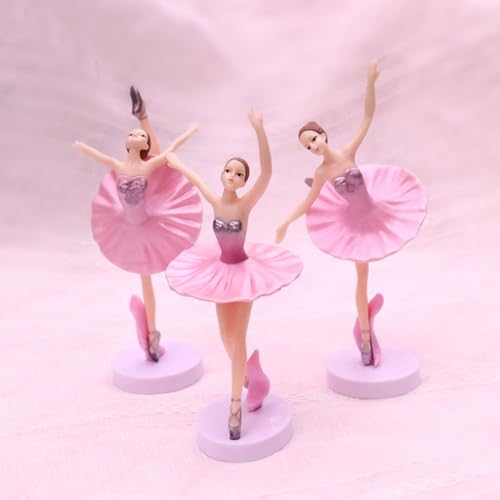 Spiaty Polyvinyl Chloride Ballet Dancing Girl Home, Car and Office Decor Figurine (Small, Pink, Set of 3) - Image 1