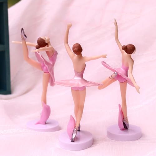Spiaty Polyvinyl Chloride Ballet Dancing Girl Home, Car and Office Decor Figurine (Small, Pink, Set of 3) - Image 2