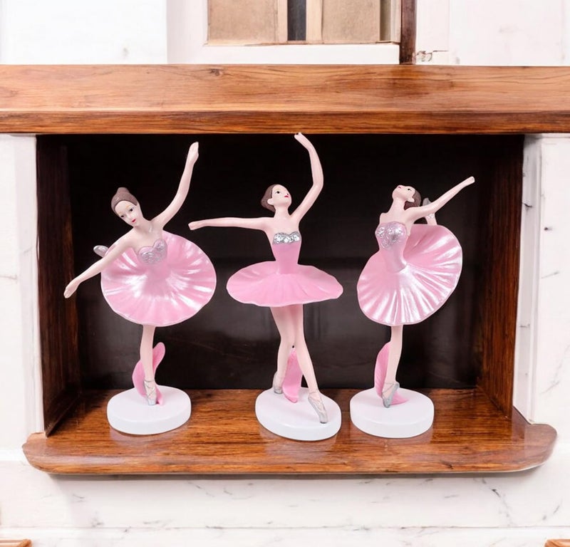 Spiaty Polyvinyl Chloride Ballet Dancing Girl Home, Car and Office Decor Figurine (Small, Pink, Set of 3) - Image 3
