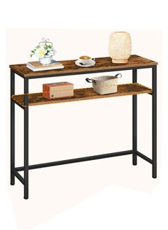 AGD Coffee Corner Table for Entryway, Living Room, Office, Versatile Narrow Side Table 100 x 30 x 90 cm Brown  - Image 1