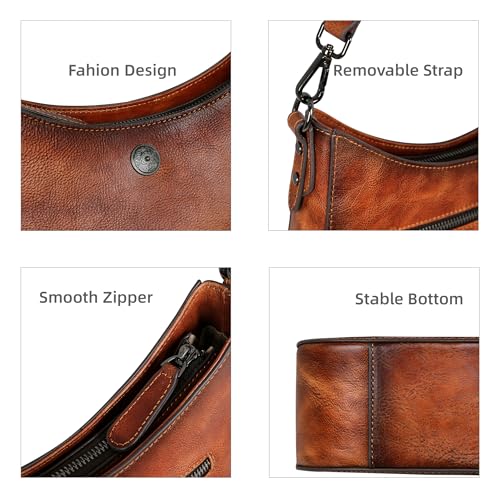 Iswee Brown Purse Medium Crescent Bag Leather Purses for Women Crossbody Bag Shoulder Purse and Handbags Designer Hobo Pocketbooks (Brown) - Image 5