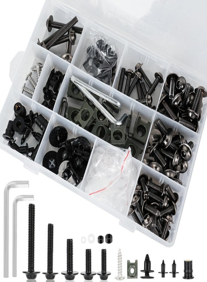 MOCODUO 195Pcs M5 M6 Motorcycle Fairing Bolt Kit Stainless Steel Windscreen Screws Fastener Clips Universal for Sportbike Kawasaki Suzuki Honda Yamaha BMW Ducati GSXR Motorcycle Accessories Titanium - Image 1